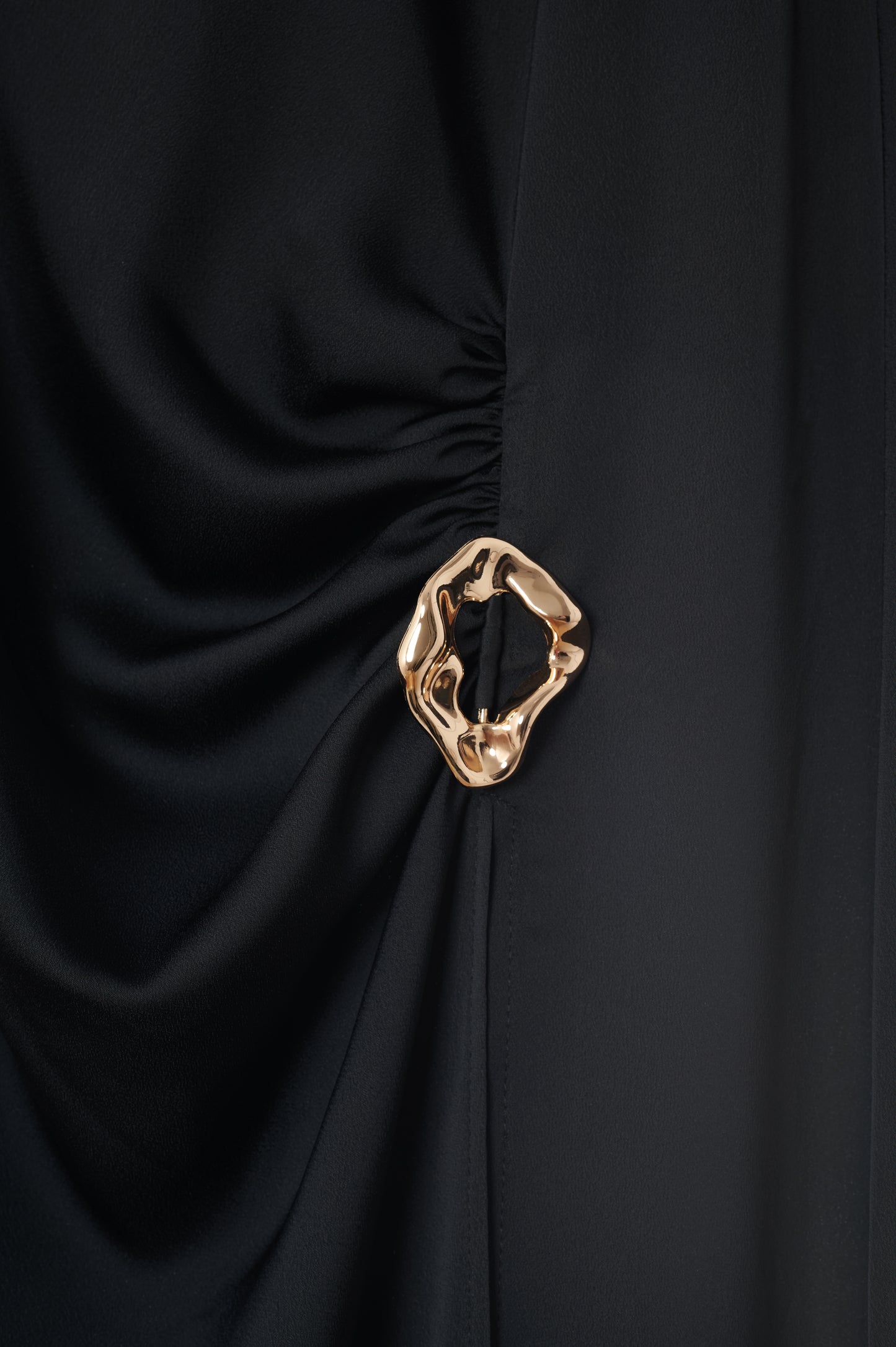 GERDA — Black Gold-Detail Slit Dress