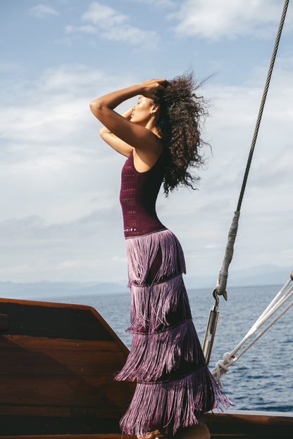 Fringe Knit Maxi Dress