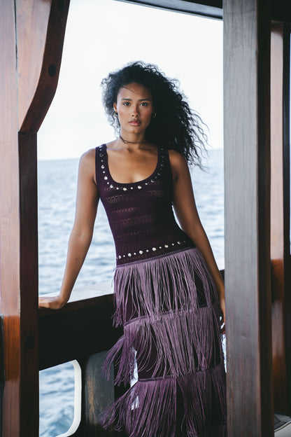 Fringe Knit Maxi Dress