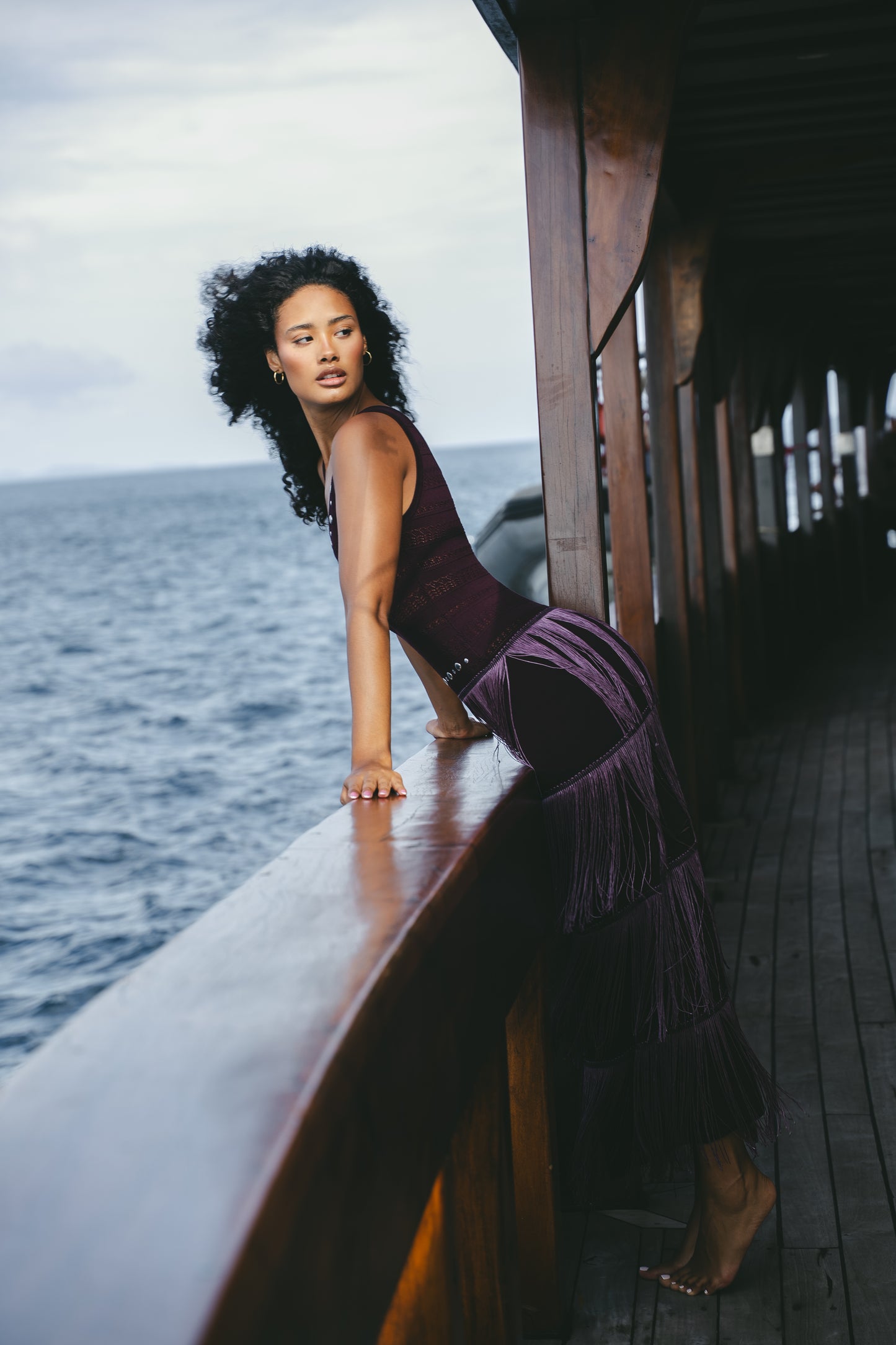 Fringe Knit Maxi Dress