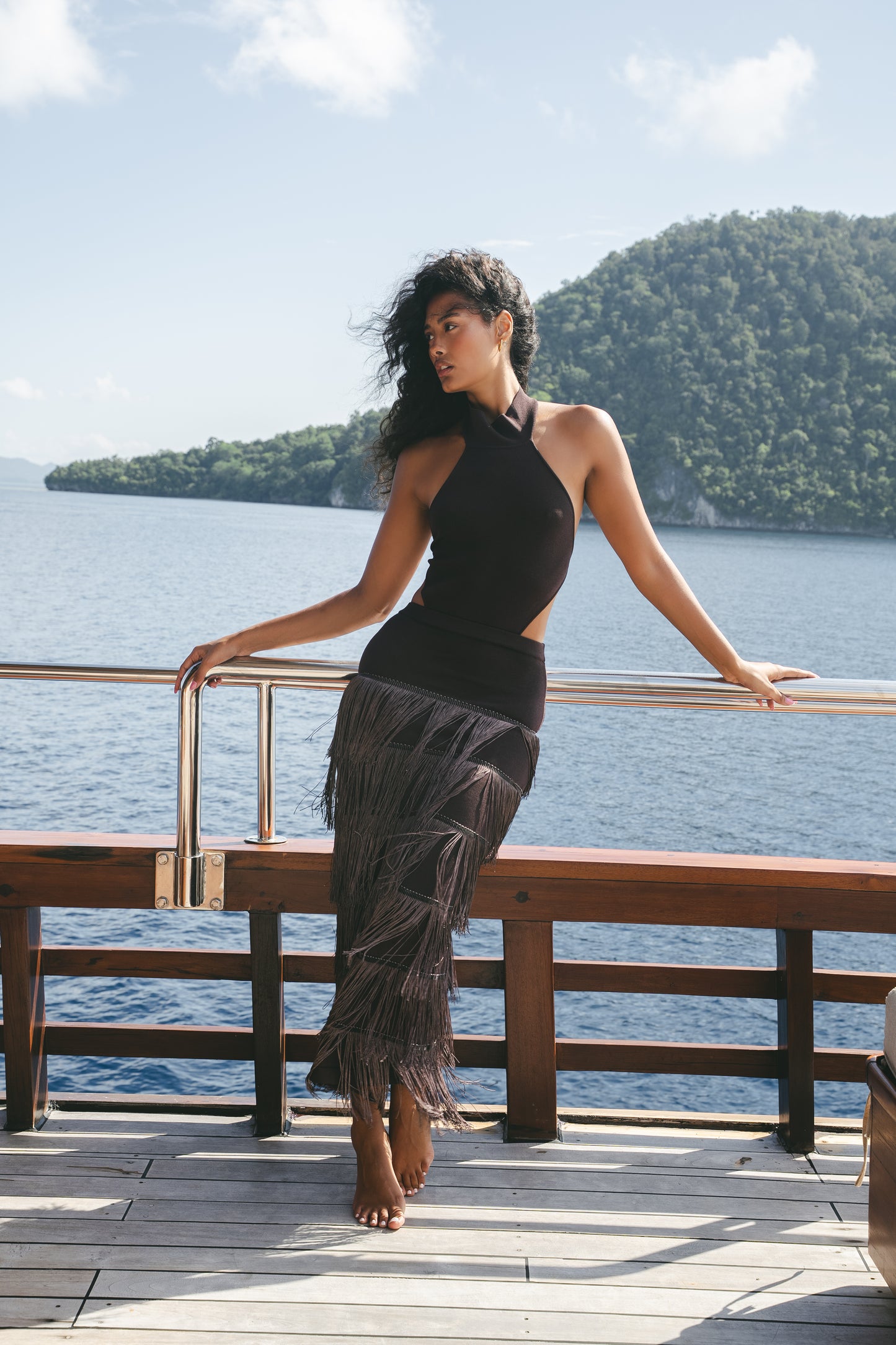 Halter Fringe Maxi Dress