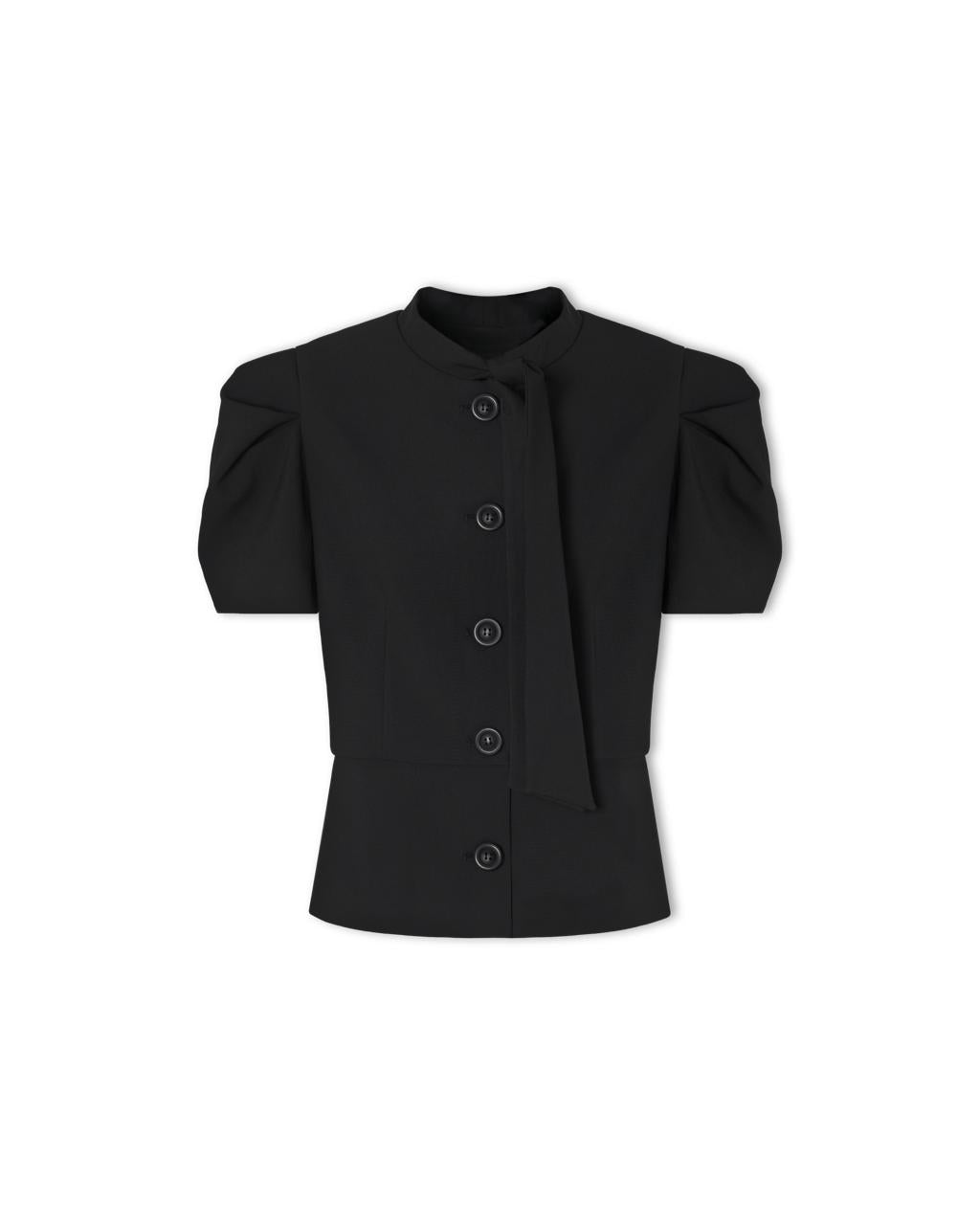 AUDREY Black Tie Neck Blouse