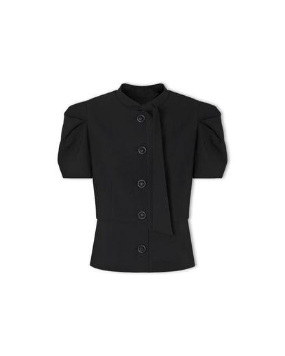 AUDREY Black Tie Neck Blouse