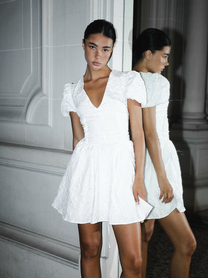 KAI Structured Mini Puff Sleeved Dress